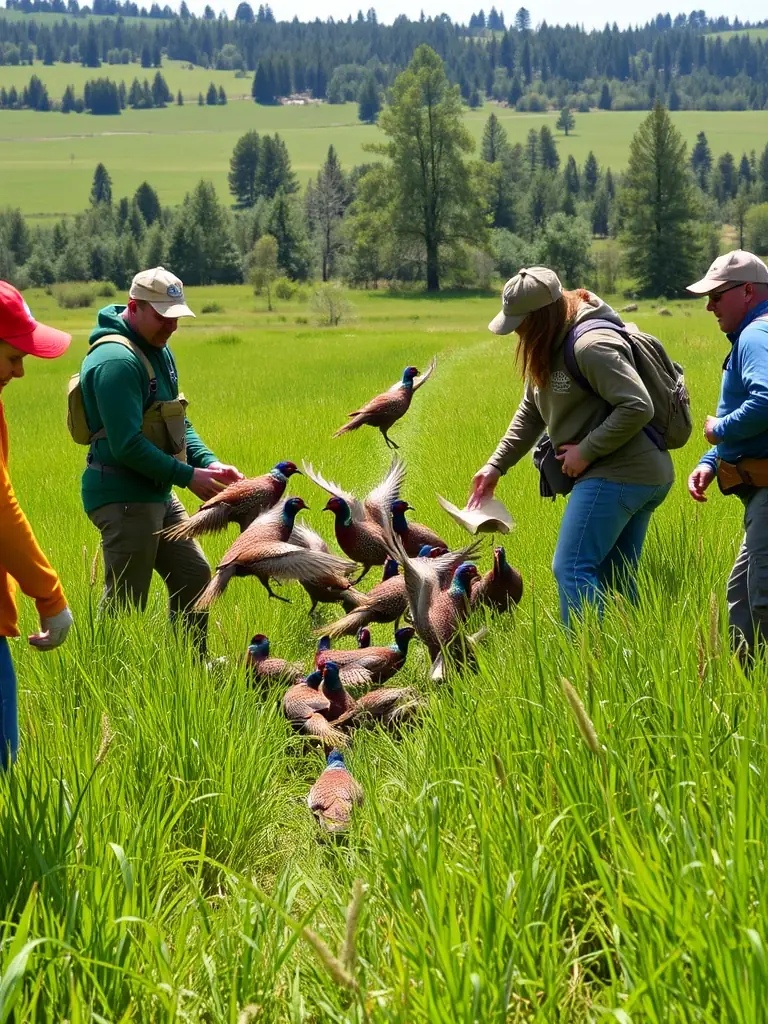 A photograph capturing the release of game animals into their natural habitat by conservation staff, showcasing the Game Restocking Initiative.